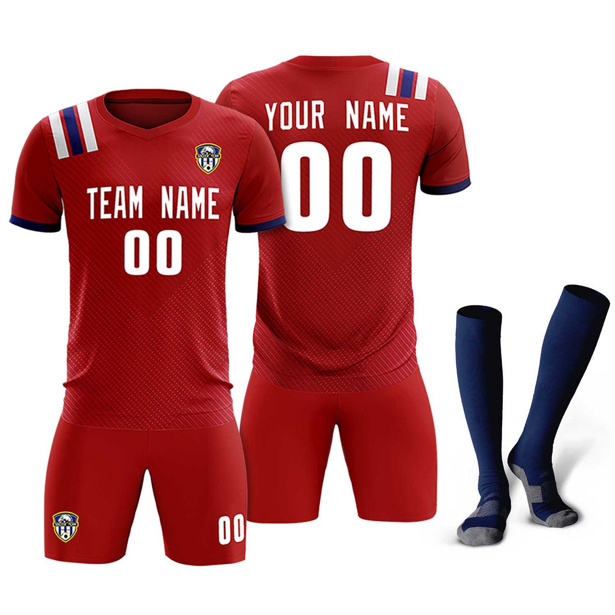 Custom Red Striped Sportswear Football Kit Jersey For Adults