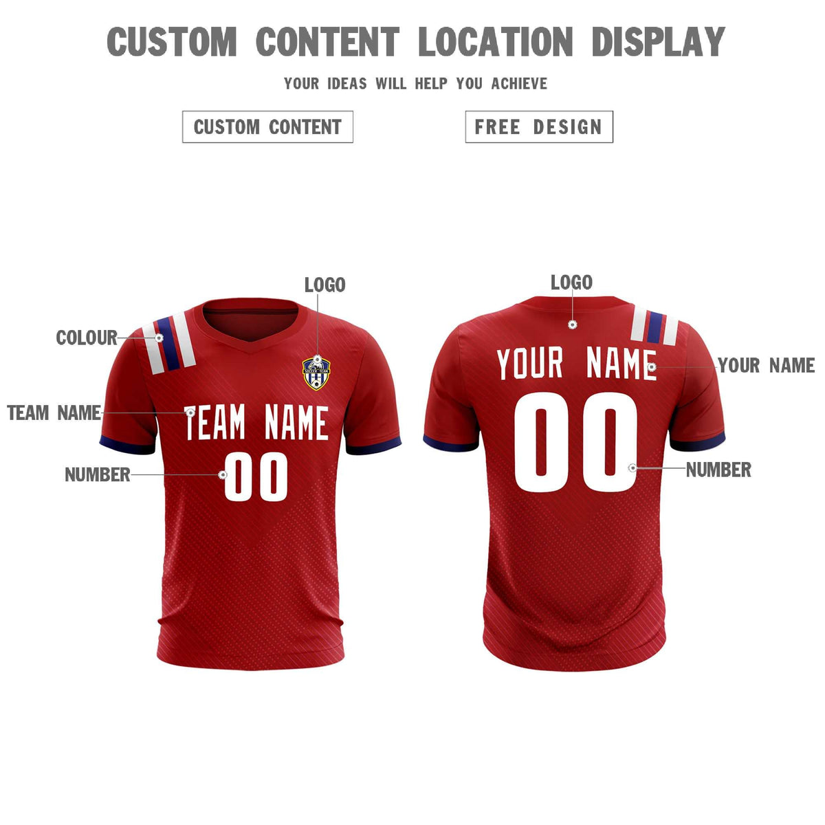 Custom Red Striped Sportswear Football Kit Jersey For Adults