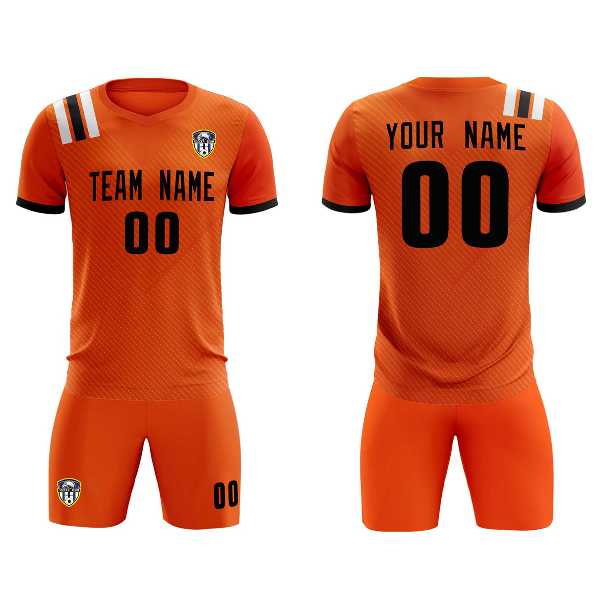 Custom Orange Striped Sportswear Football Kit Jersey For Adults