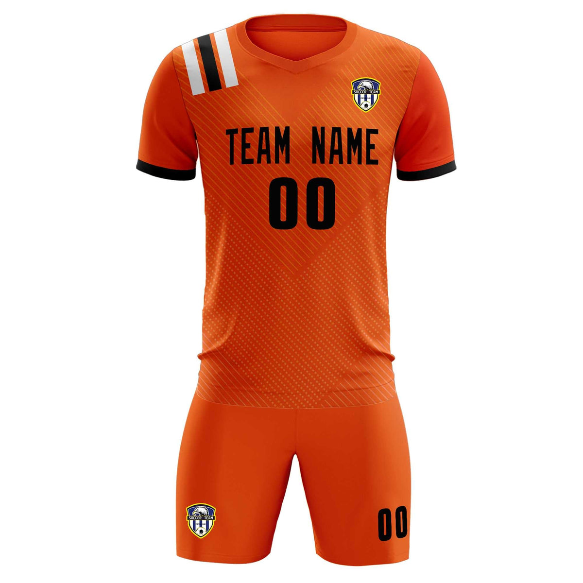 Custom Orange Striped Sportswear Football Kit Jersey For Adults