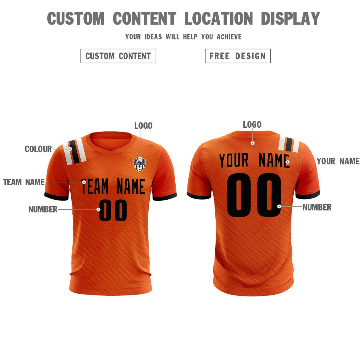 Custom Orange Striped Sportswear Football Kit Jersey For Adults