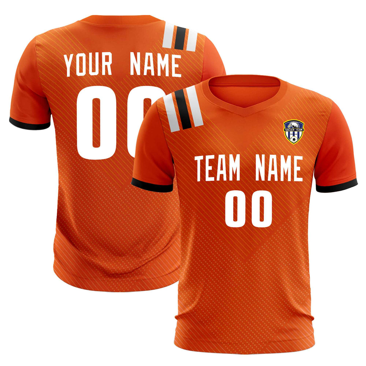 Custom Orange Striped Sportswear Football Kit Jersey For Adults