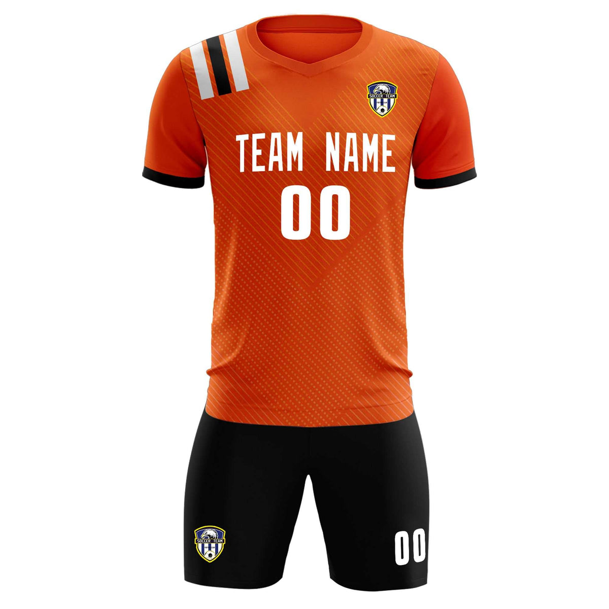 Custom Orange Striped Sportswear Football Kit Jersey For Adults