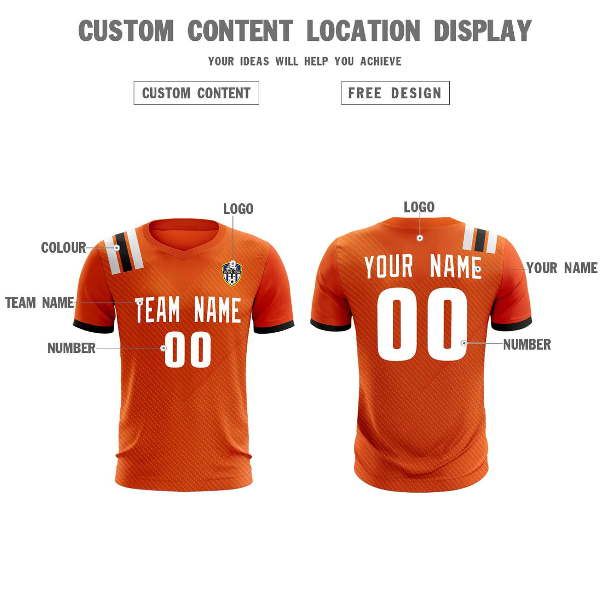 Custom Orange Striped Sportswear Football Kit Jersey For Adults