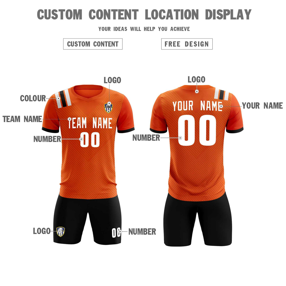 Custom Orange Striped Sportswear Football Kit Jersey For Adults
