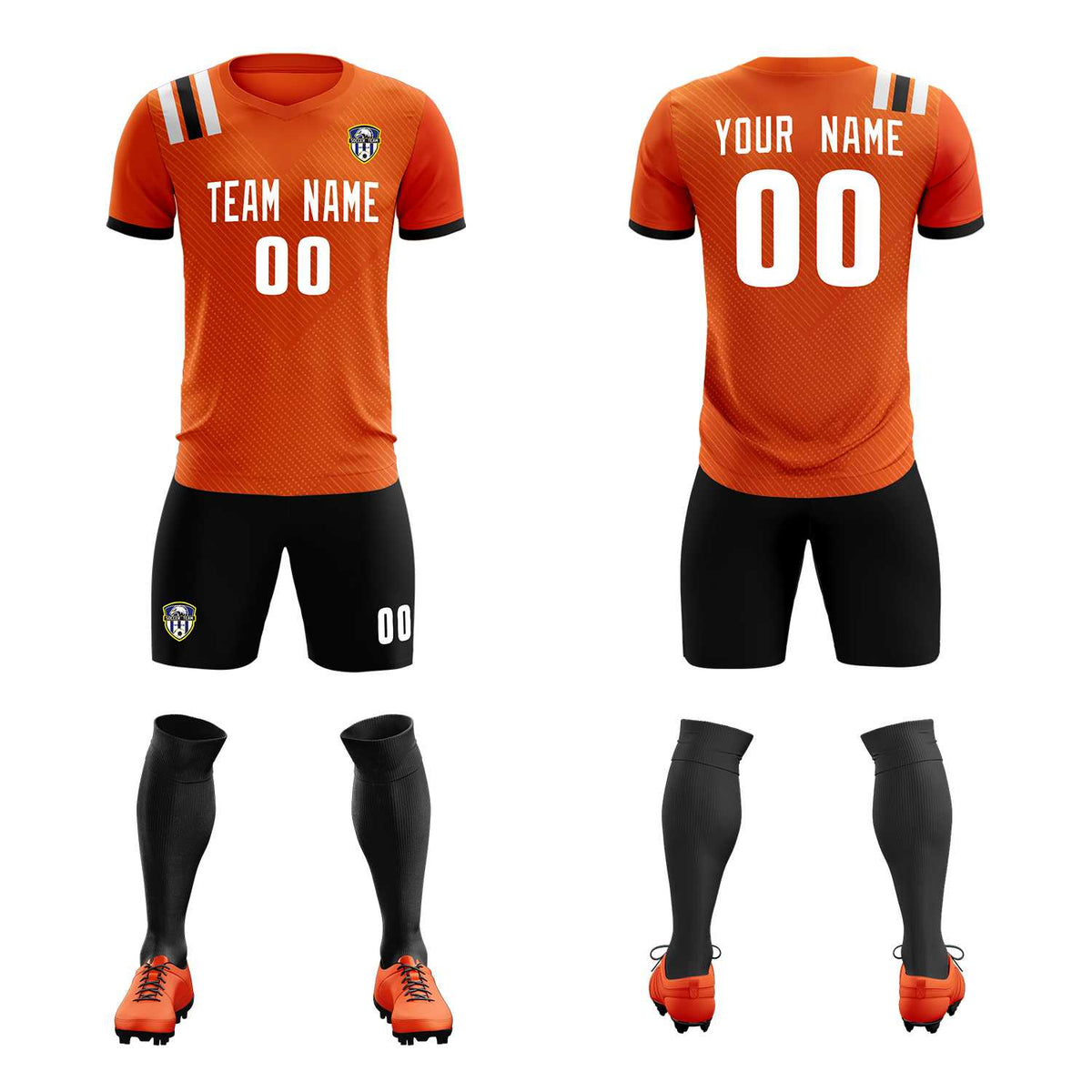 Custom Orange Striped Sportswear Football Kit Jersey For Adults