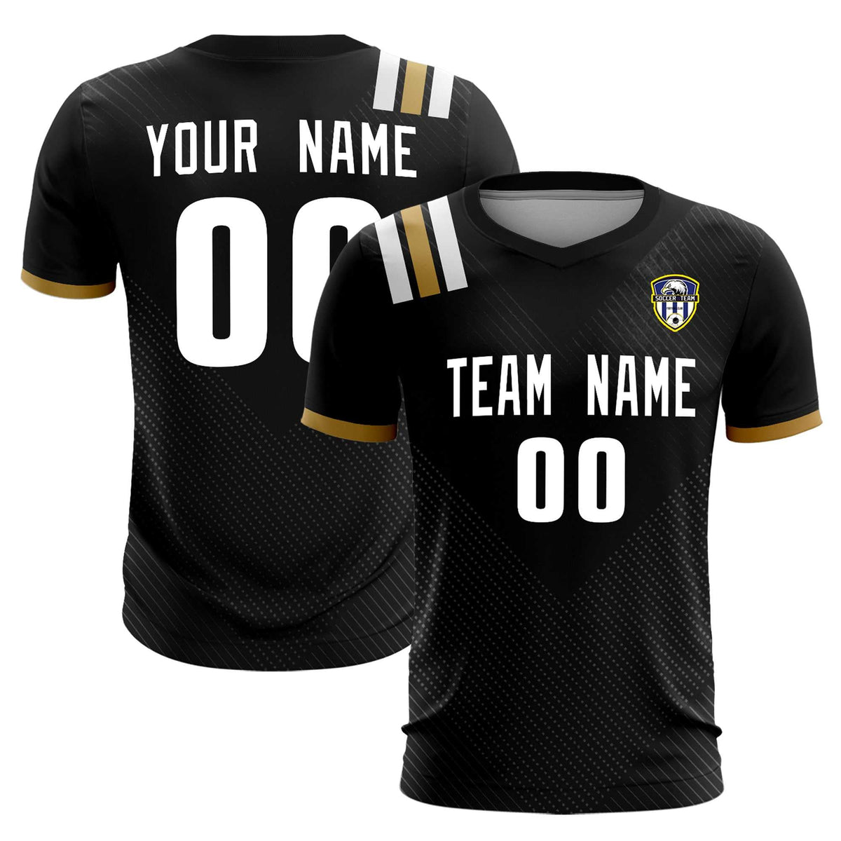 Custom Black Striped Sportswear Football Kit Jersey For Adults