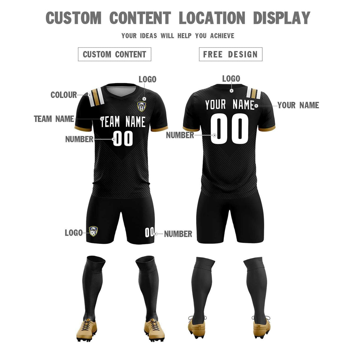 Custom Black Striped Sportswear Football Kit Jersey For Adults