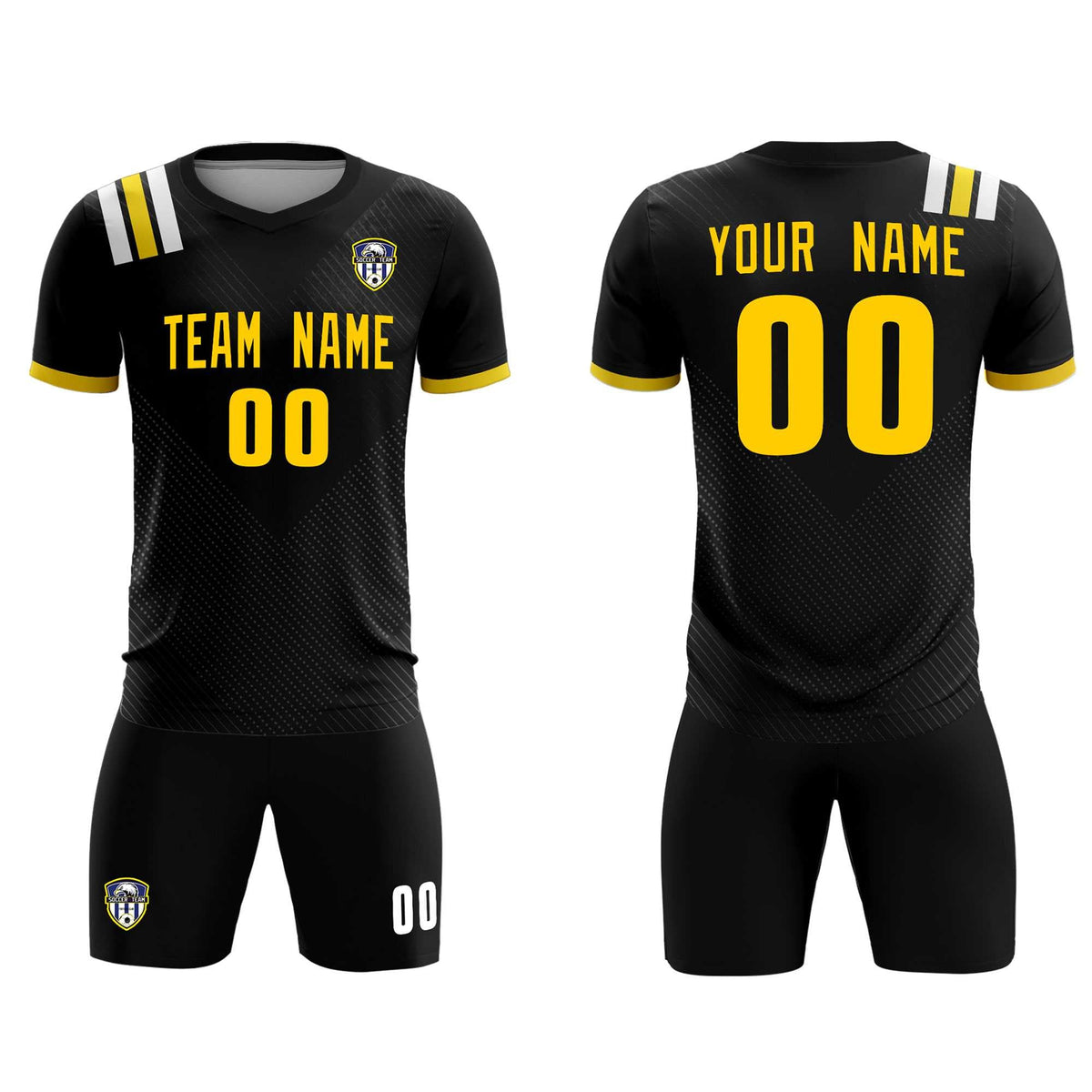 Custom Black Striped Sportswear Football Kit Jersey For Adults