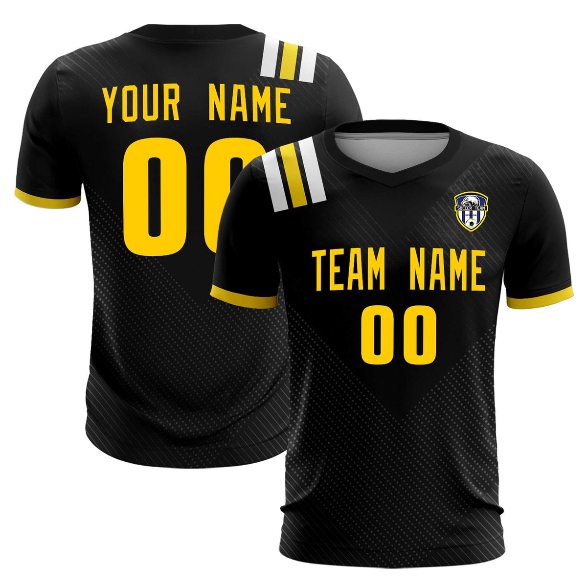 Custom Black Striped Sportswear Football Kit Jersey For Adults
