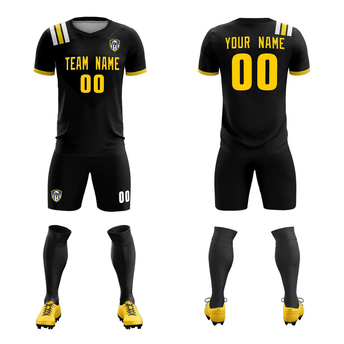 Custom Black Striped Sportswear Football Kit Jersey For Adults