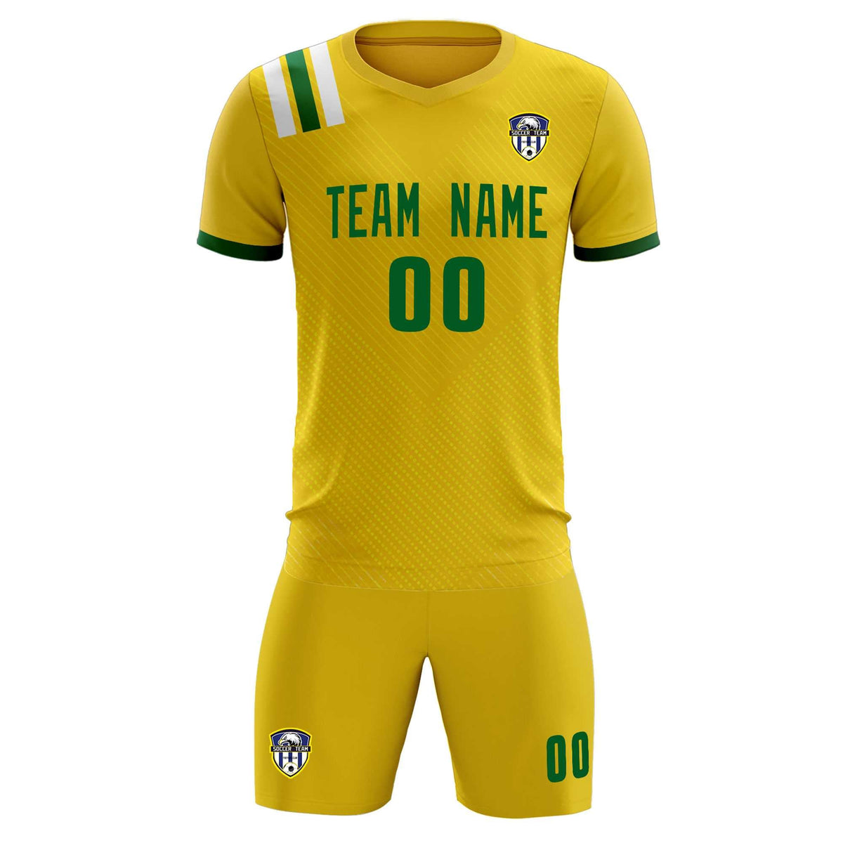 Custom Gold Striped Sportswear Football Kit Jersey For Adults