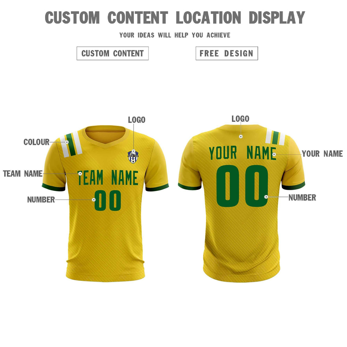 Custom Gold Striped Sportswear Football Kit Jersey For Adults