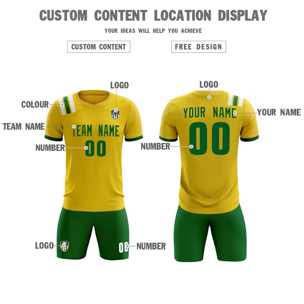 Custom Gold Striped Sportswear Football Kit Jersey For Adults