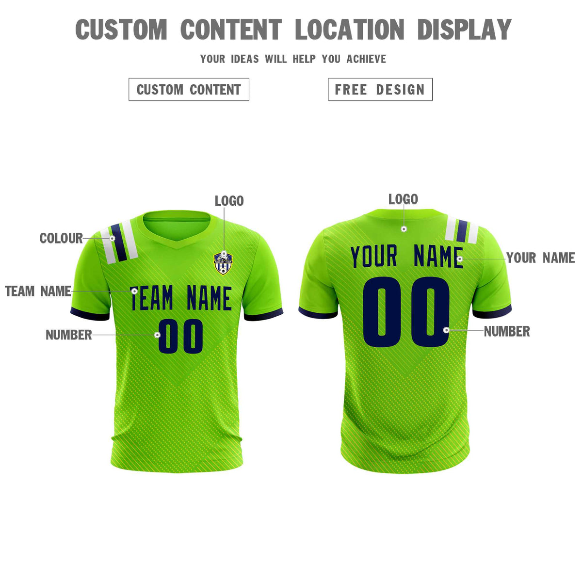 Custom Neon Green Striped Sportswear Football Kit Jersey For Adults