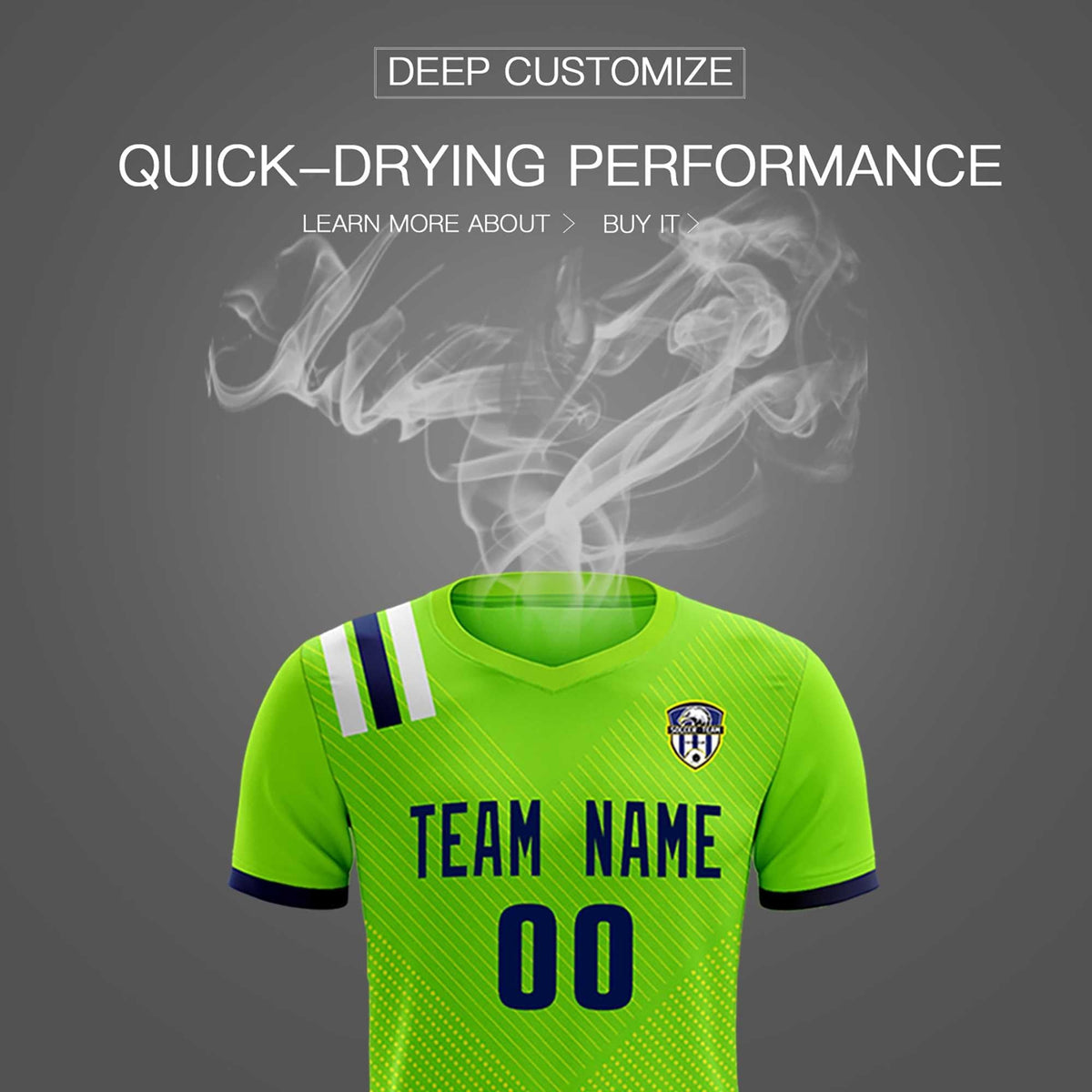 Custom Neon Green Striped Sportswear Football Kit Jersey For Adults