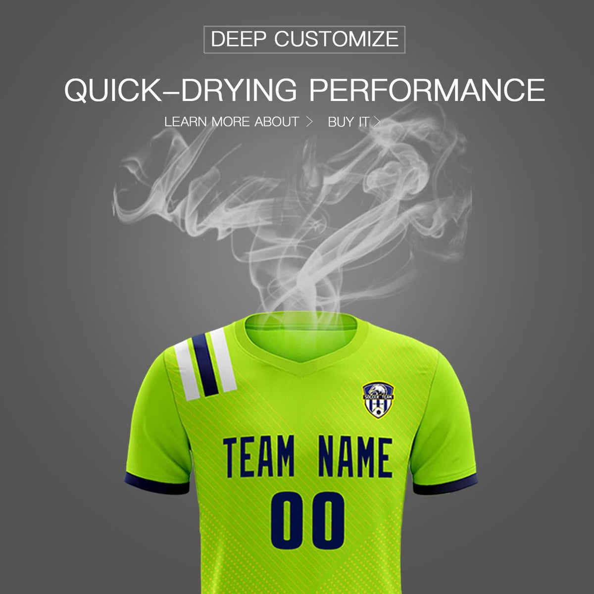 Custom Neon Green Striped Sportswear Football Kit Jersey For Adults