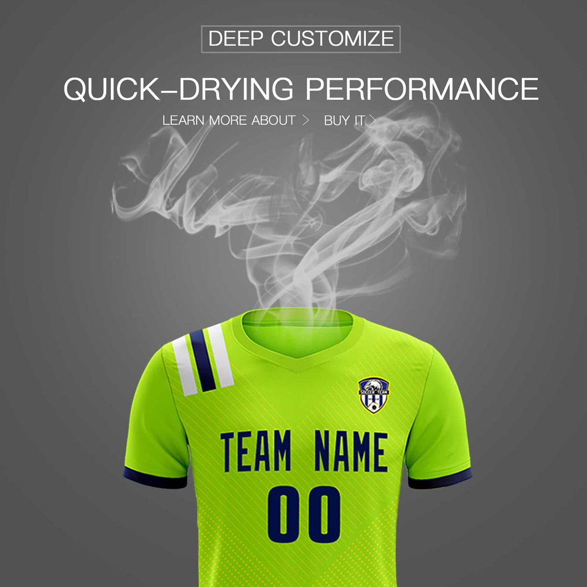 Custom Neon Green Striped Sportswear Football Kit Jersey For Adults