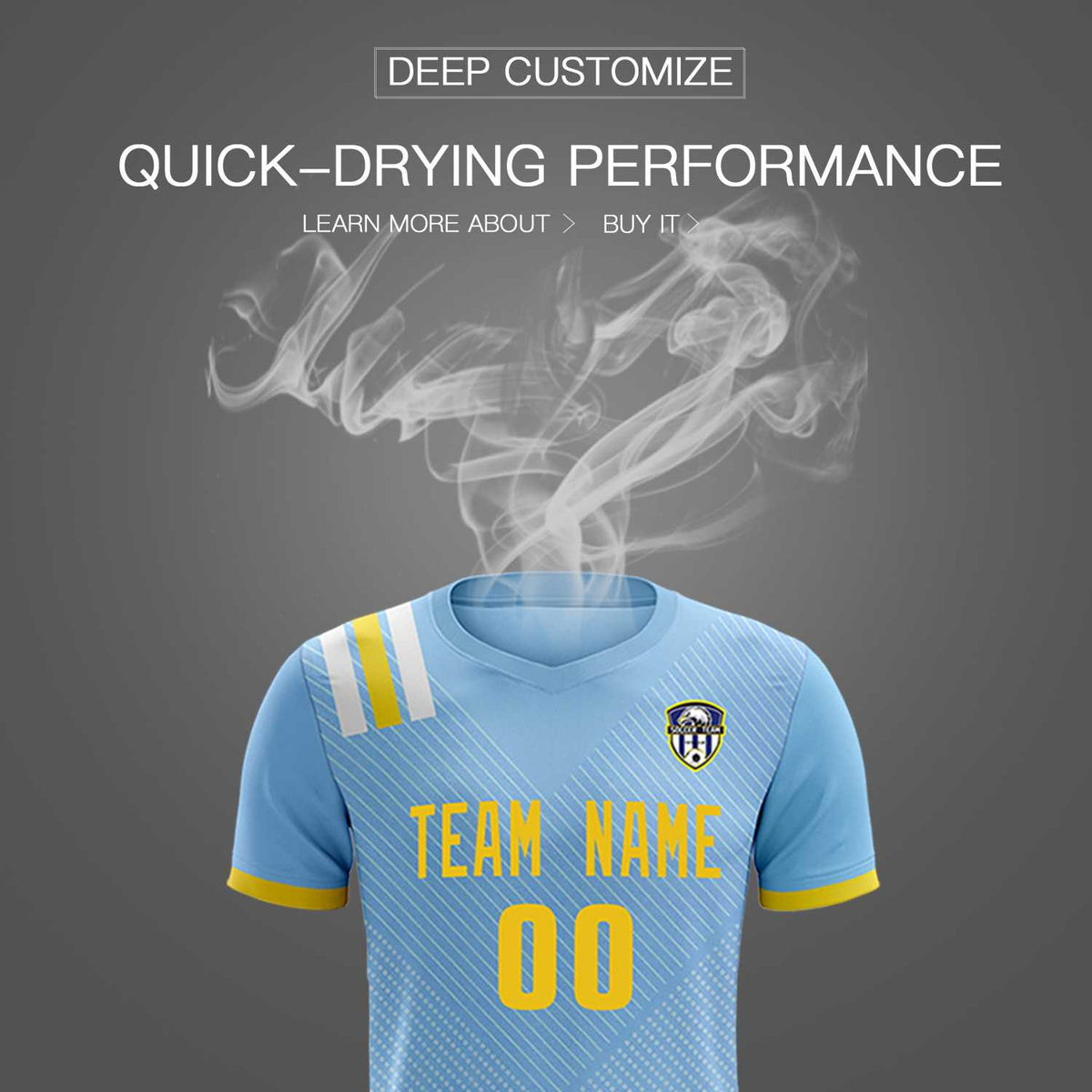 Custom Light Blue Striped Sportswear Football Kit Jersey For Adults