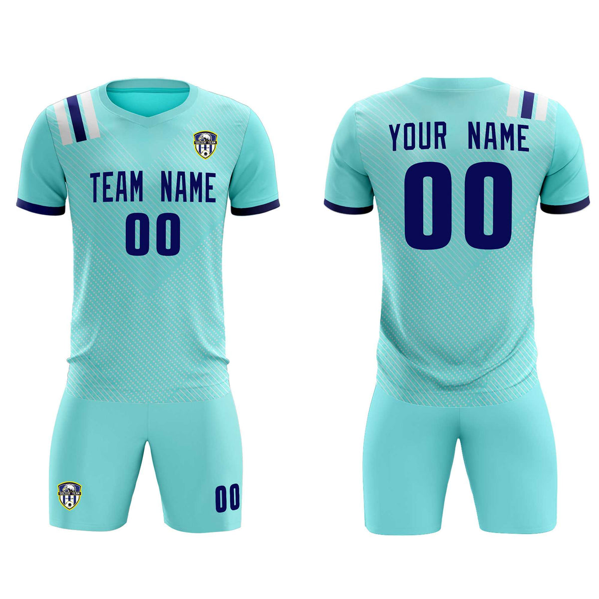Custom Sky Blue Striped Sportswear Football Kit Jersey For Adults