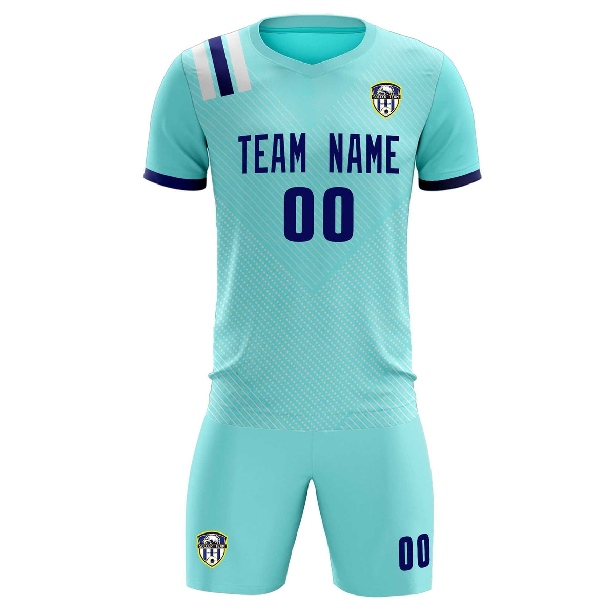 Custom Sky Blue Striped Sportswear Football Kit Jersey For Adults