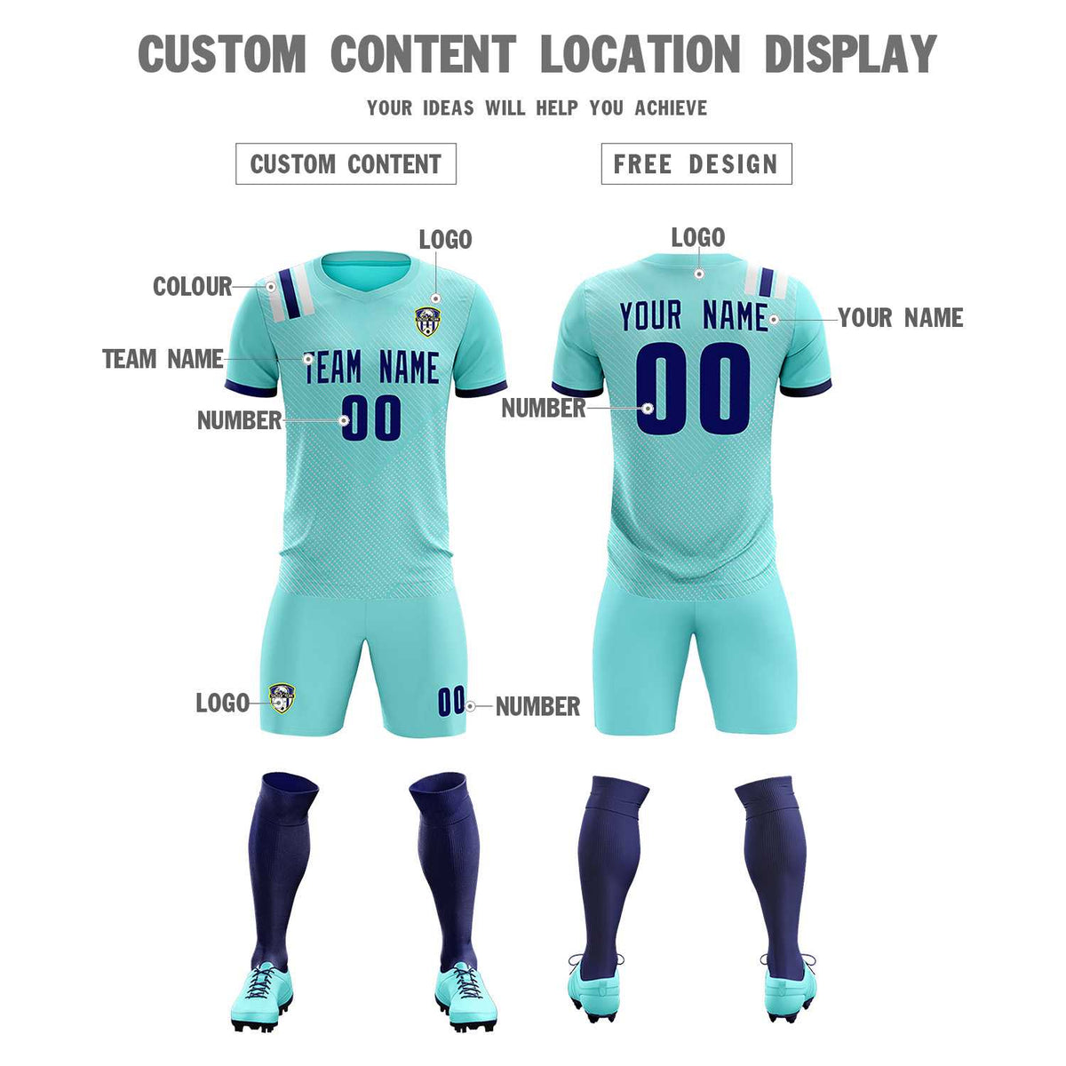 Custom Sky Blue Striped Sportswear Football Kit Jersey For Adults