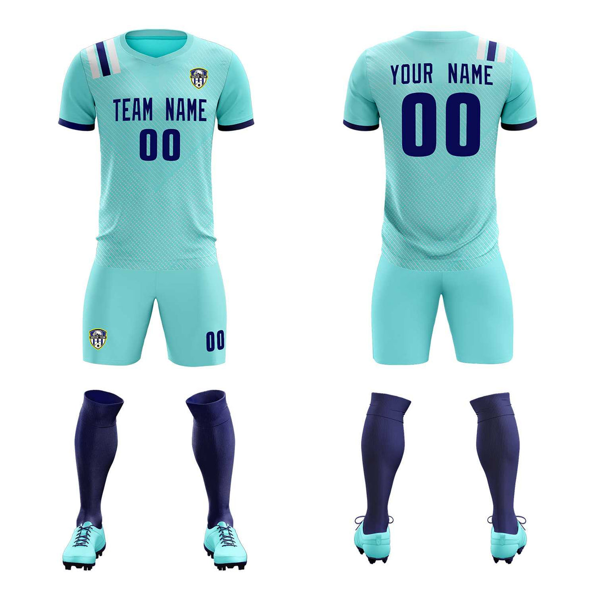 Custom Sky Blue Striped Sportswear Football Kit Jersey For Adults