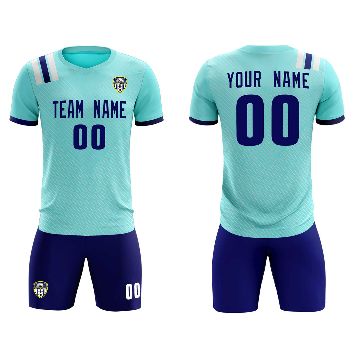 Custom Sky Blue Striped Sportswear Football Kit Jersey For Adults