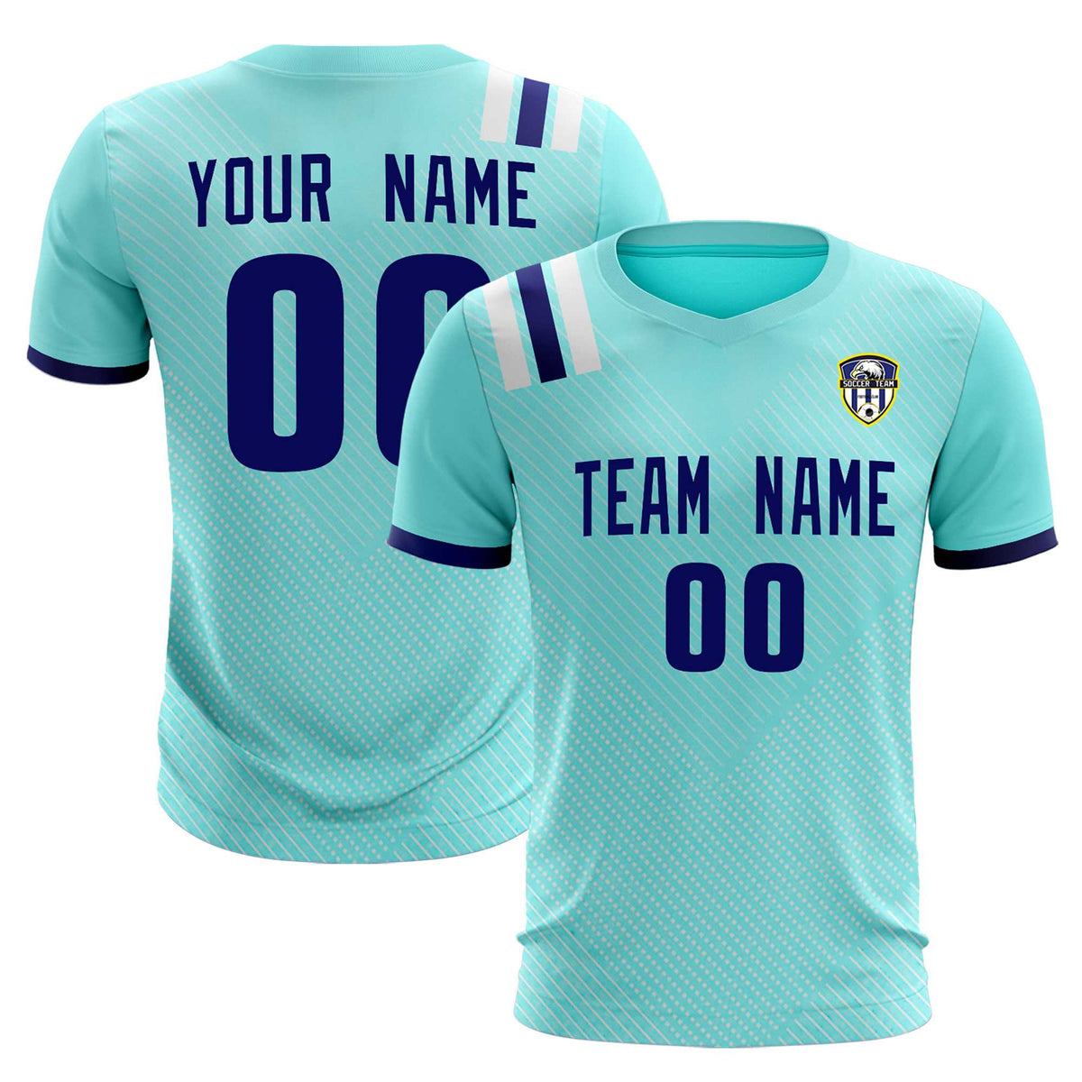 Custom Sky Blue Striped Sportswear Football Kit Jersey For Adults
