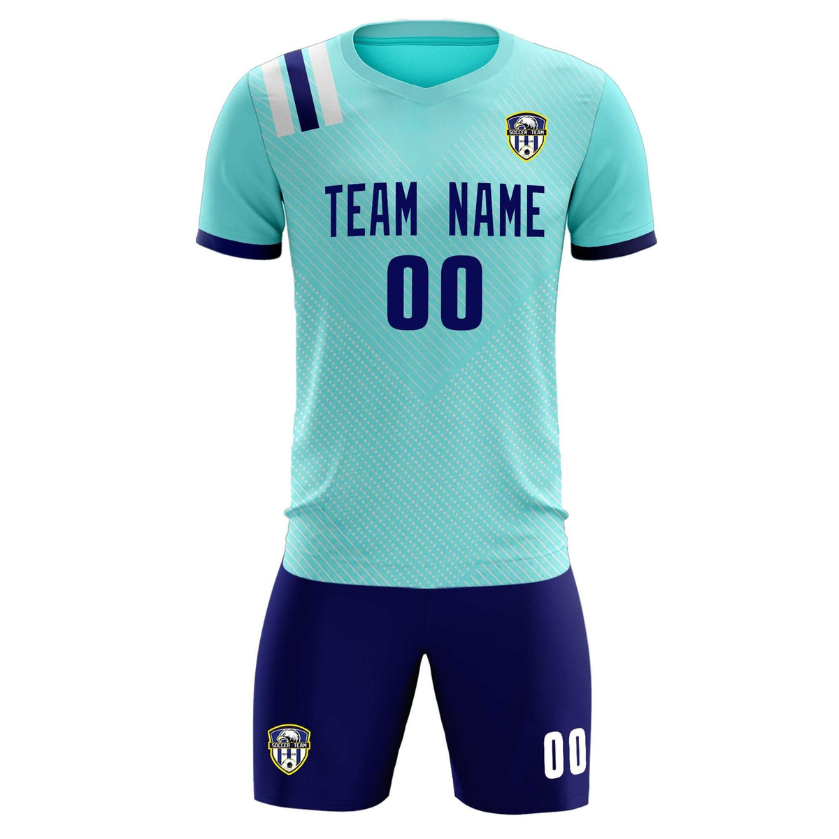 Custom Sky Blue Striped Sportswear Football Kit Jersey For Adults