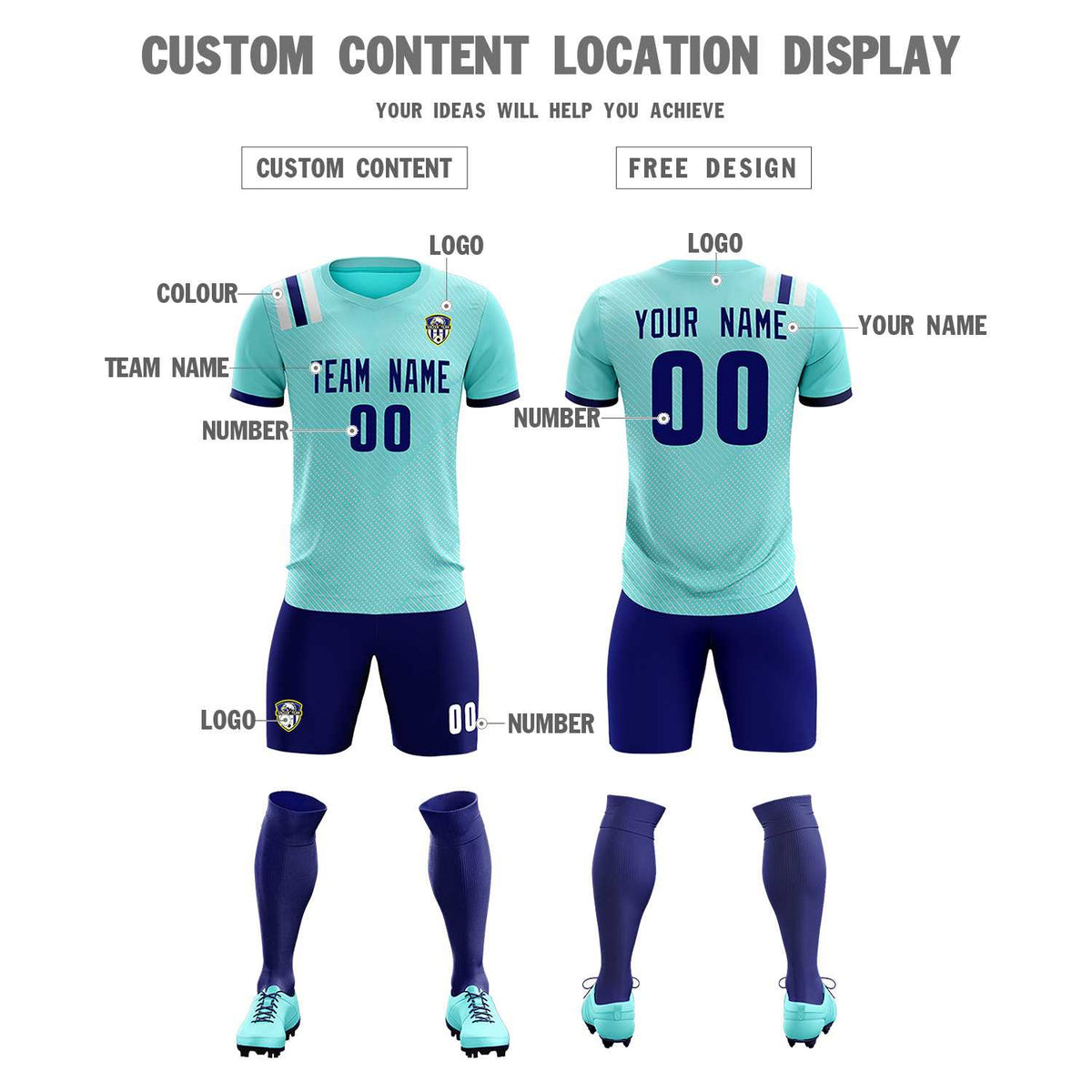 Custom Sky Blue Striped Sportswear Football Kit Jersey For Adults