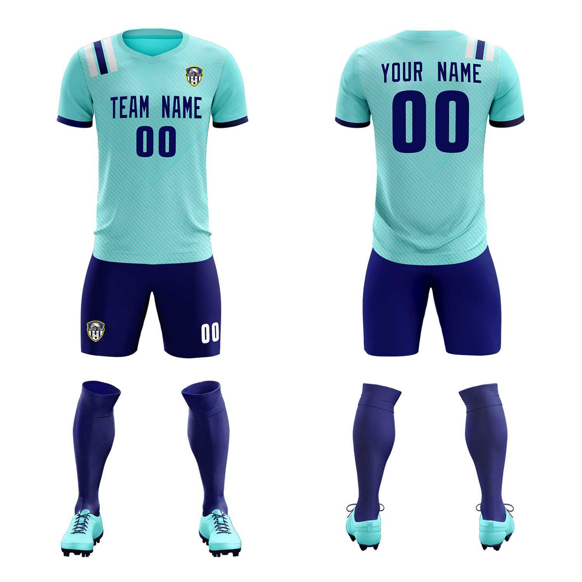 Custom Sky Blue Striped Sportswear Football Kit Jersey For Adults
