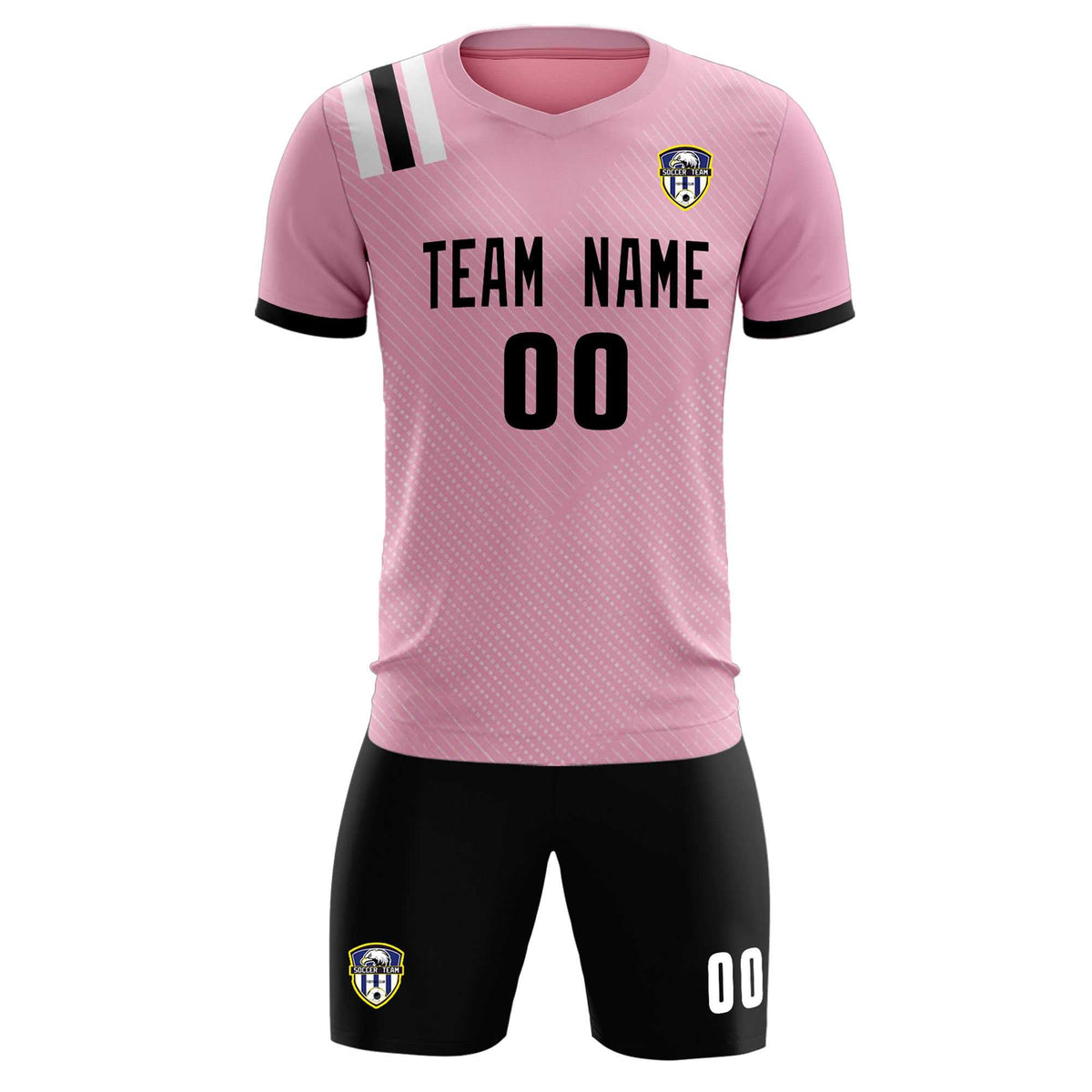 Custom Pink Striped Sportswear Football Kit Jersey For Adults