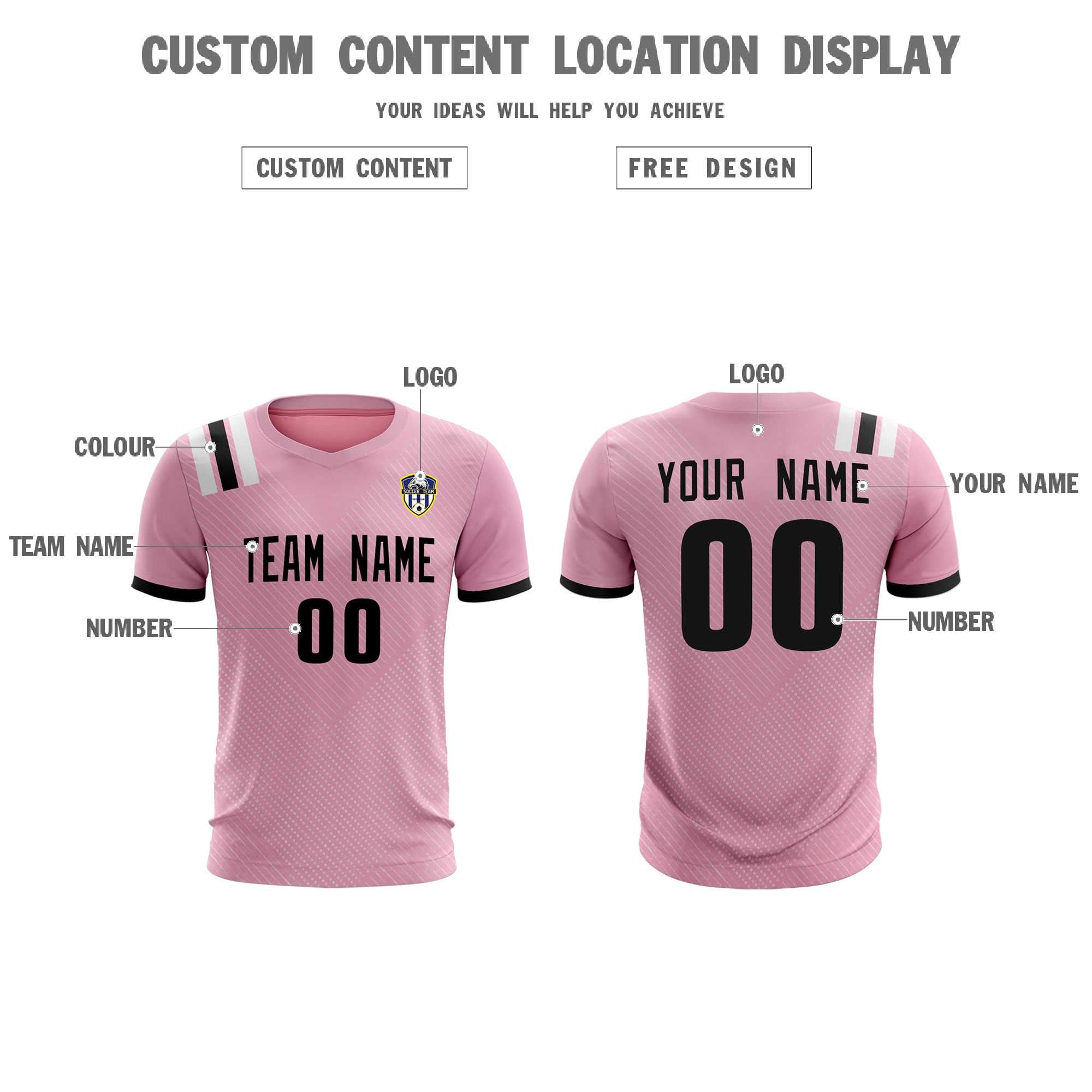 Custom Pink Striped Sportswear Football Kit Jersey For Adults