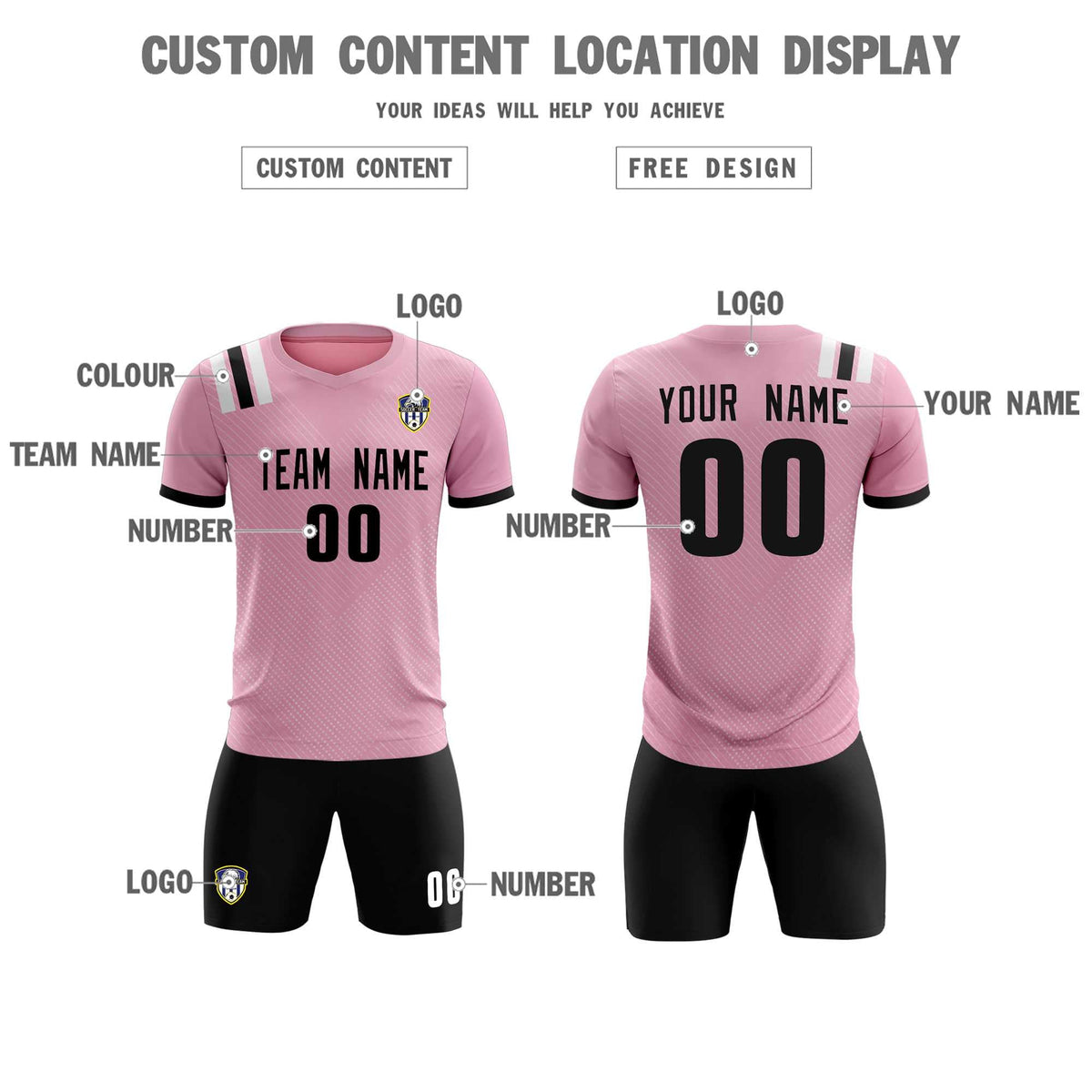 Custom Pink Striped Sportswear Football Kit Jersey For Adults