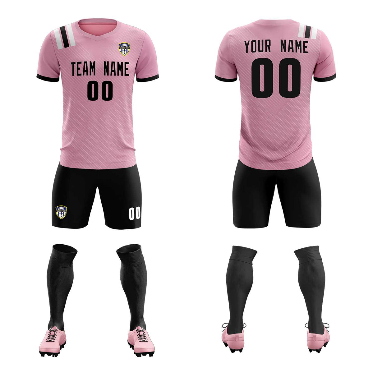 Custom Pink Striped Sportswear Football Kit Jersey For Adults