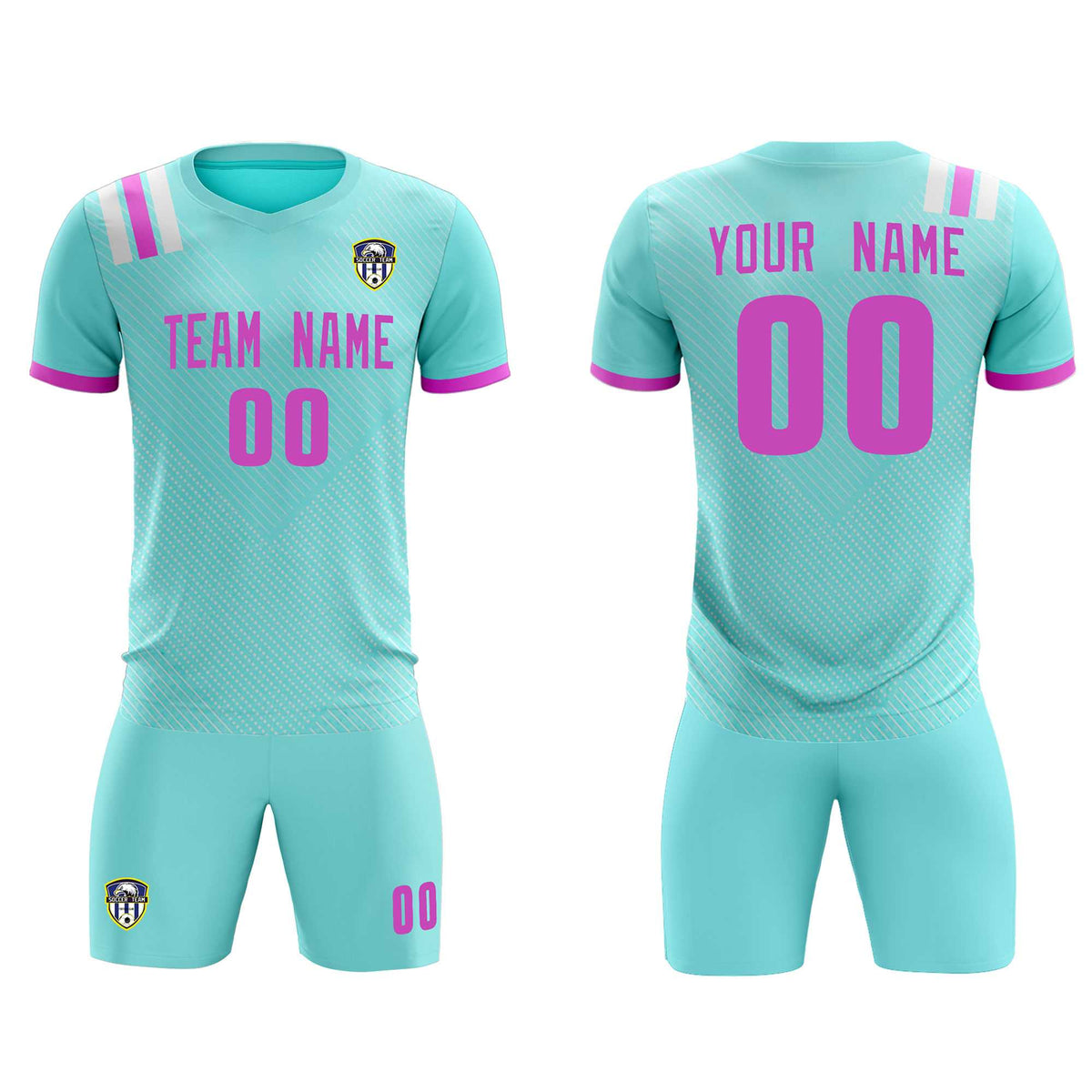 Custom Light Blue Striped Sportswear Football Kit Jersey For Adults