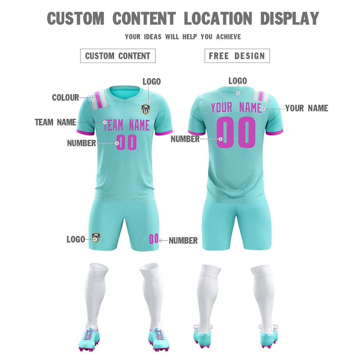 Custom Light Blue Striped Sportswear Football Kit Jersey For Adults
