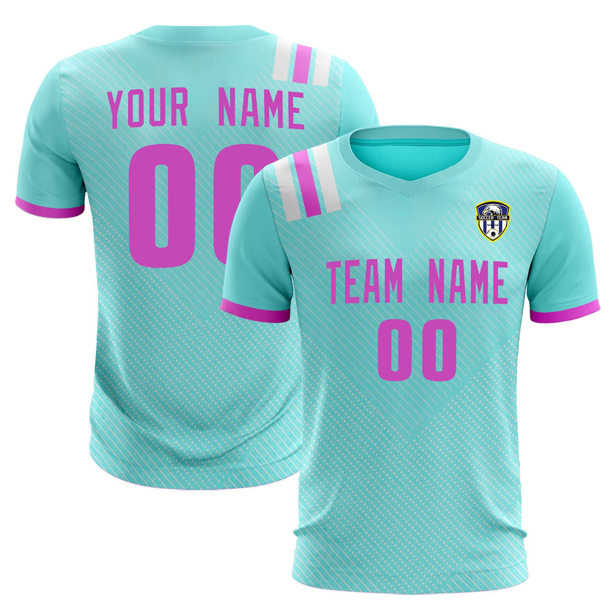 Custom Light Blue Striped Sportswear Football Kit Jersey For Adults