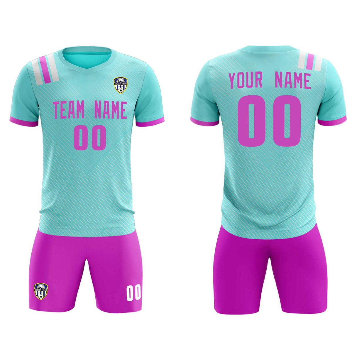 Custom Light Blue Striped Sportswear Football Kit Jersey For Adults