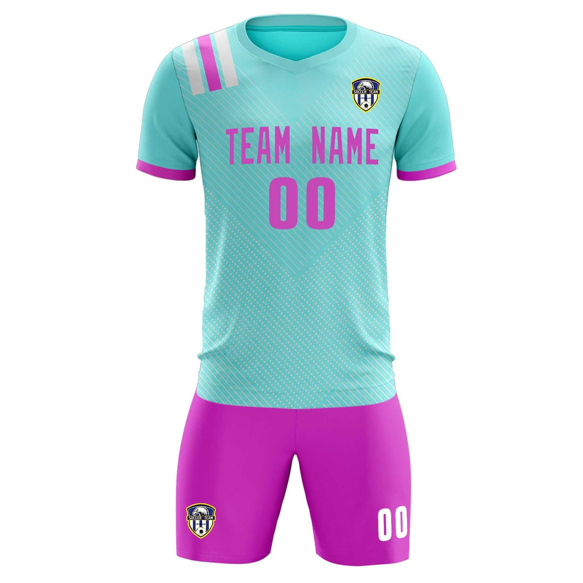 Custom Light Blue Striped Sportswear Football Kit Jersey For Adults