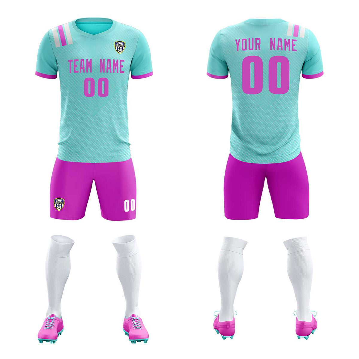 Custom Light Blue Striped Sportswear Football Kit Jersey For Adults