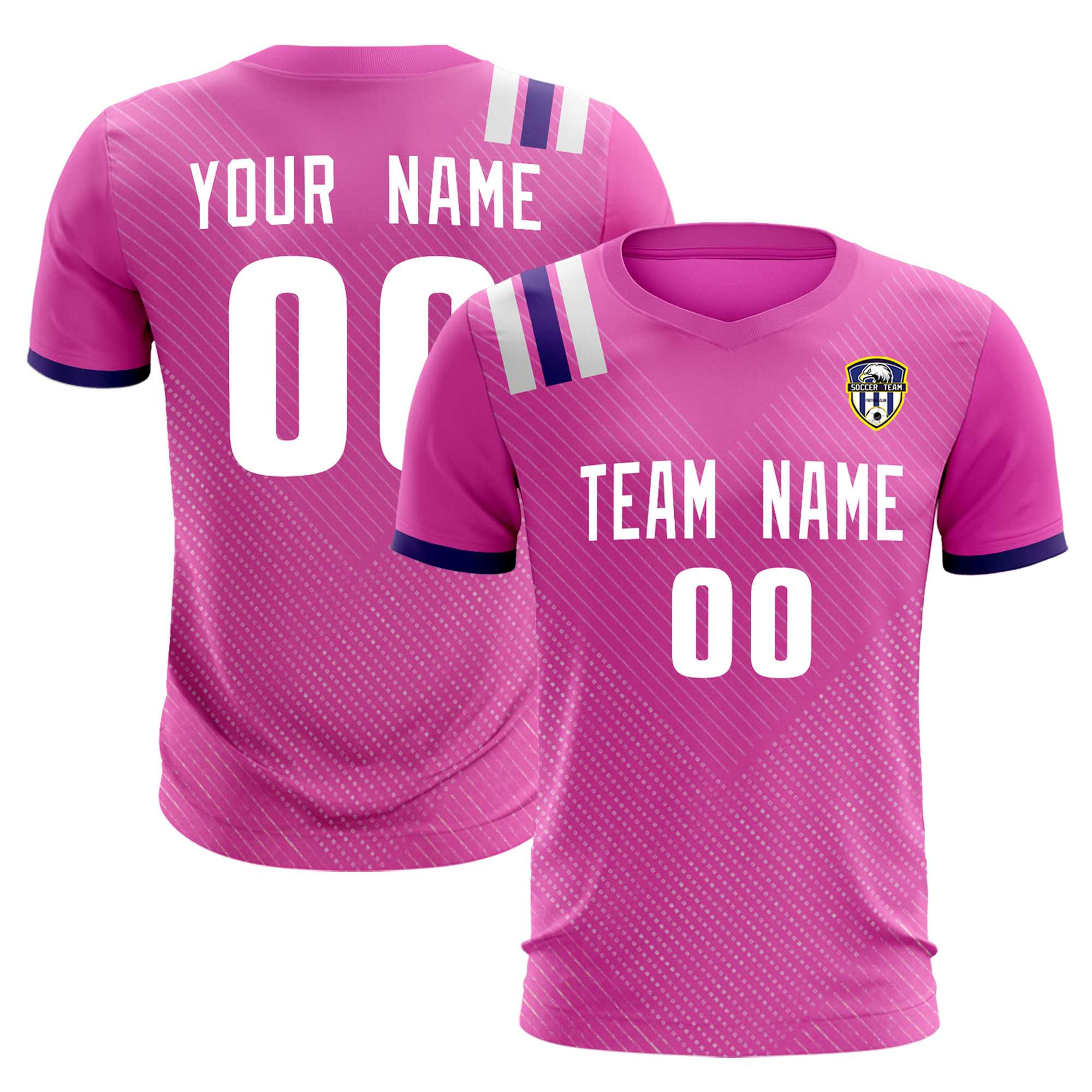 Custom Light Red Striped Sportswear Football Kit Jersey For Adults