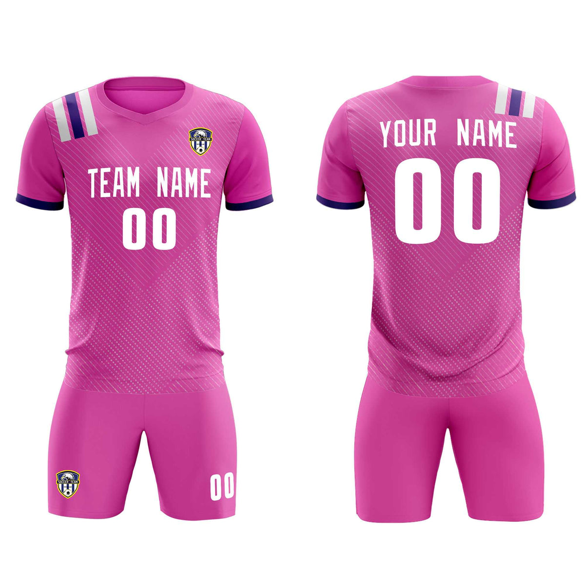 Custom Light Red Striped Sportswear Football Kit Jersey For Adults