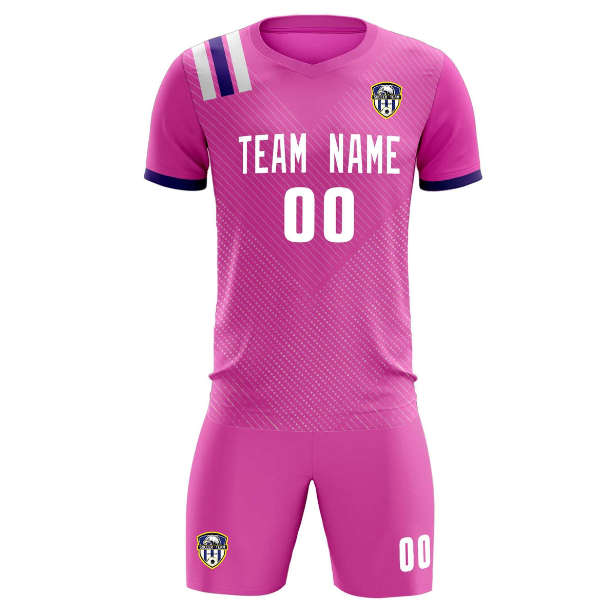 Custom Light Red Striped Sportswear Football Kit Jersey For Adults