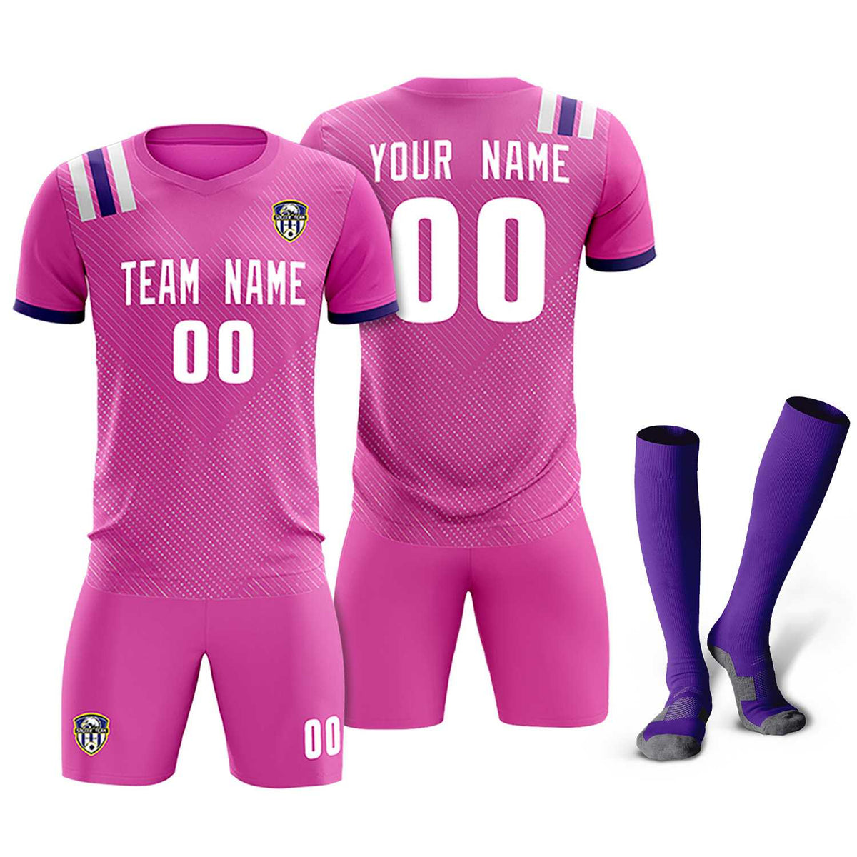 Custom Light Red Striped Sportswear Football Kit Jersey For Adults