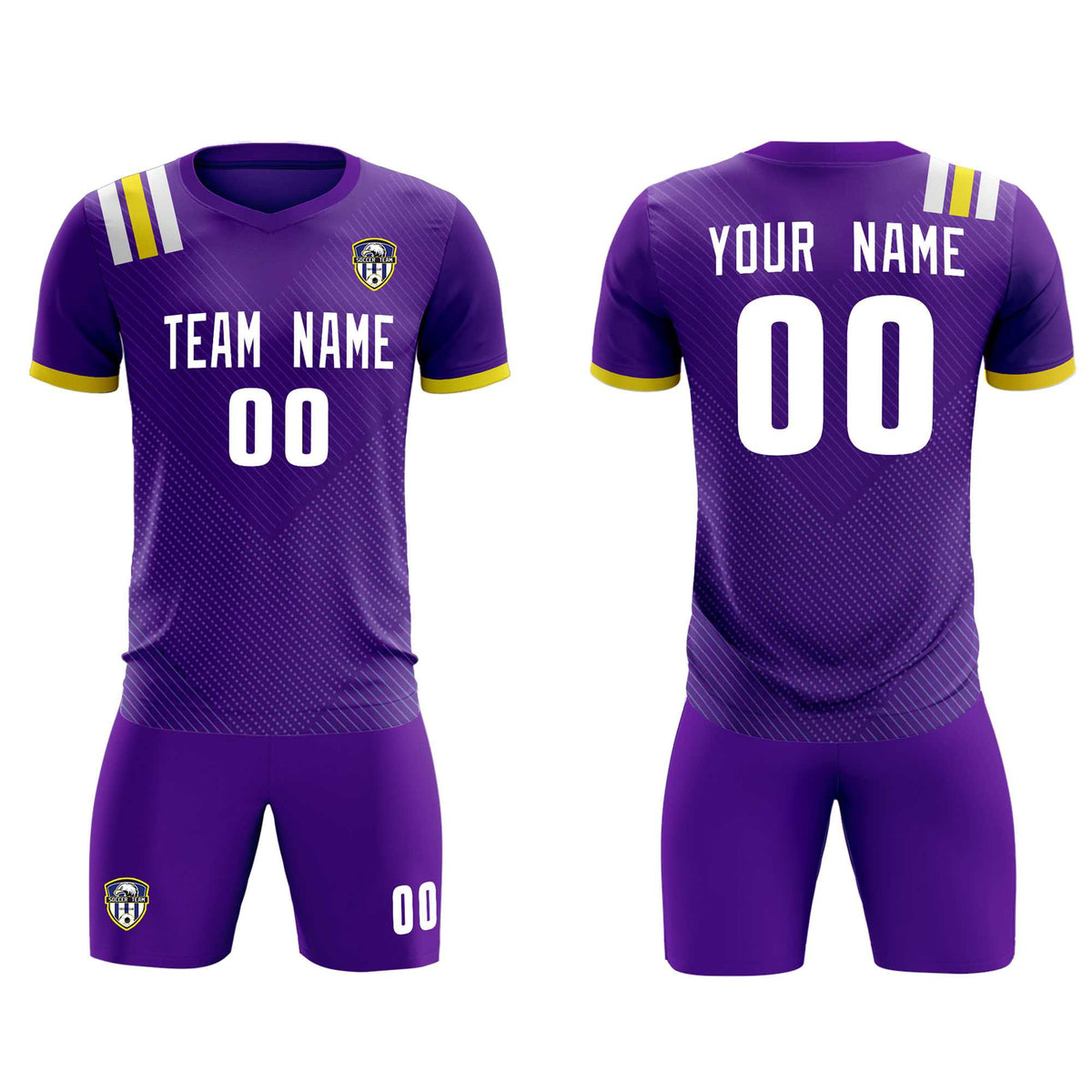 Custom Purple Striped Sportswear Football Kit Jersey For Adults
