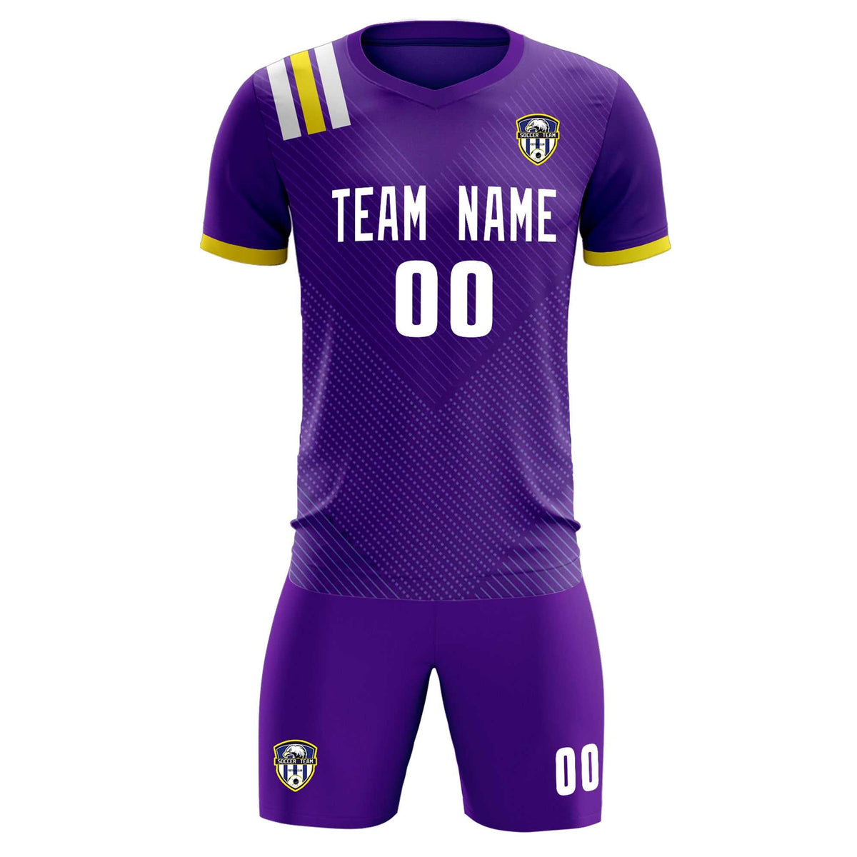 Custom Purple Striped Sportswear Football Kit Jersey For Adults