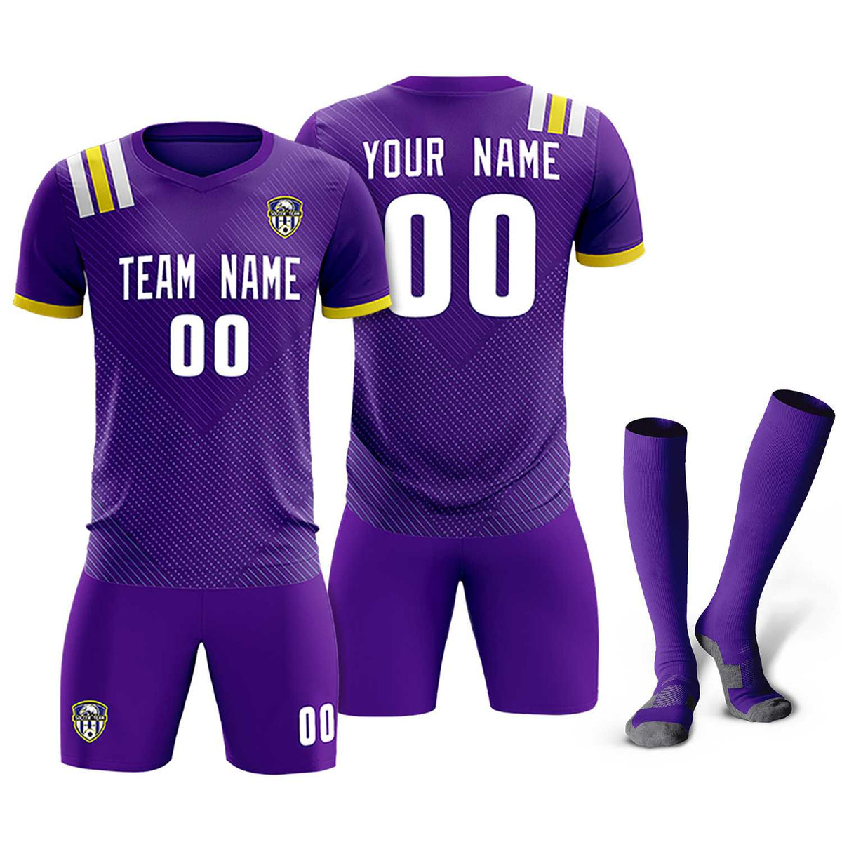Custom Purple Striped Sportswear Football Kit Jersey For Adults