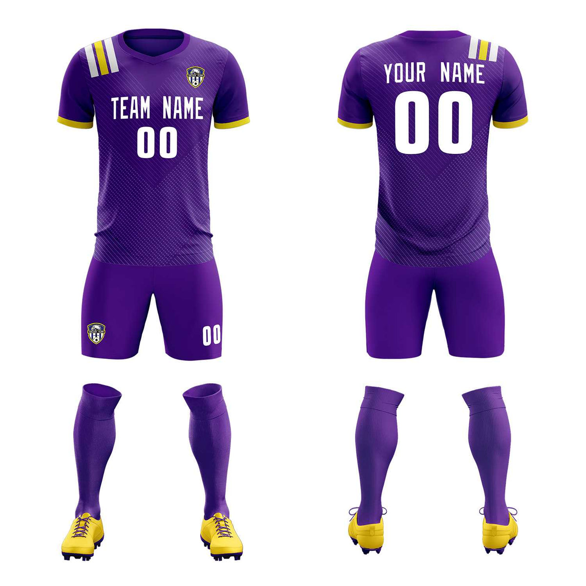 Custom Purple Striped Sportswear Football Kit Jersey For Adults